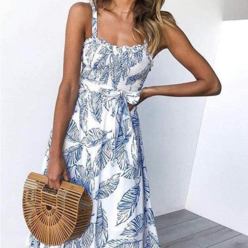 NWOT Boho Spaghetti Strap Midi Dress
